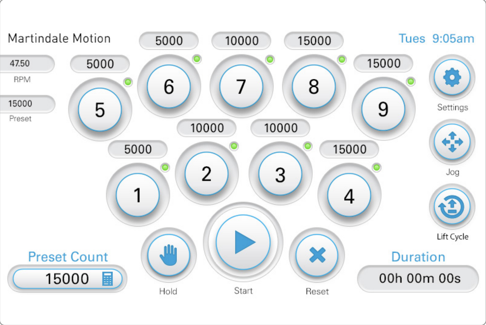 Closeup of TestWise Touch, Martindale Motion's touchscreen interface