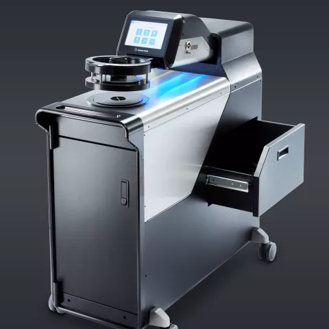 James Heal - AirPro air permeability tester - open test head storage drawer