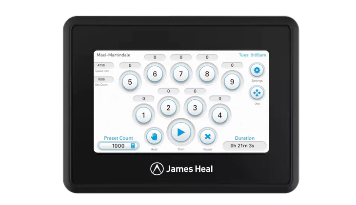 Test software screen from TestWise OS for James Heal textile test instruments.