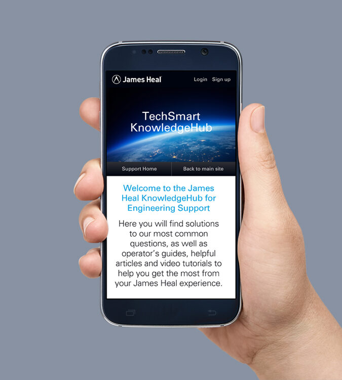 KnowledgeHub support desk shown on a mobile phone