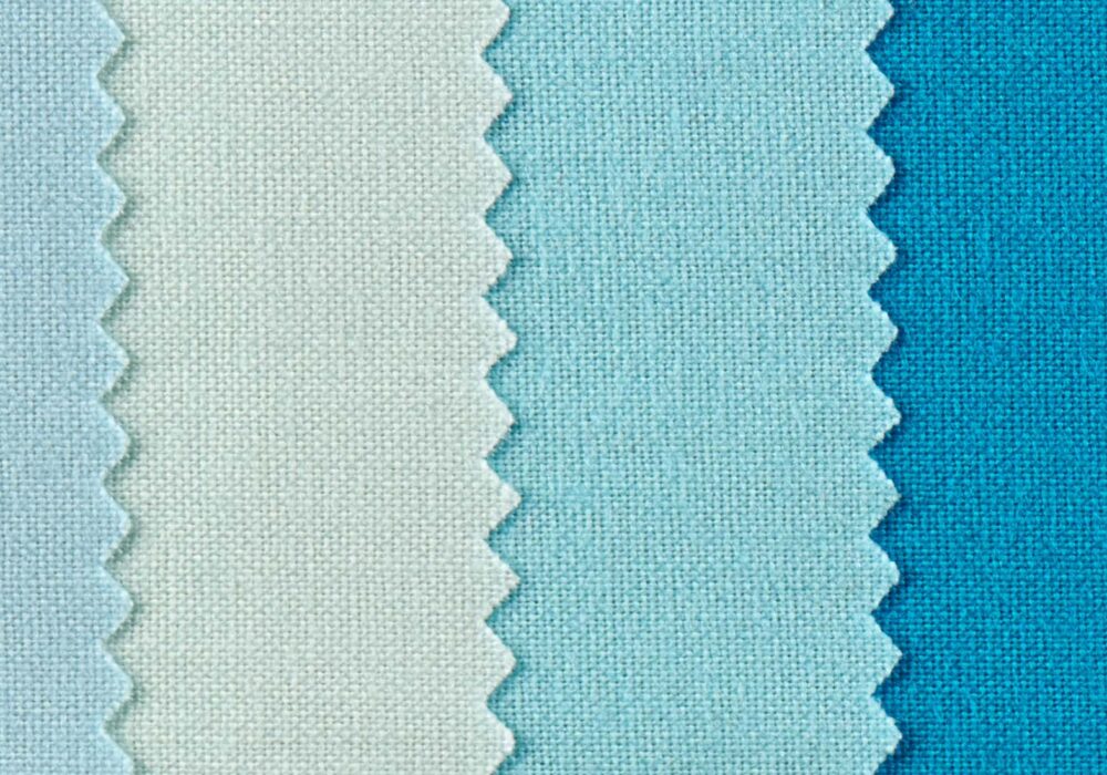 row of fabrics for textile testing